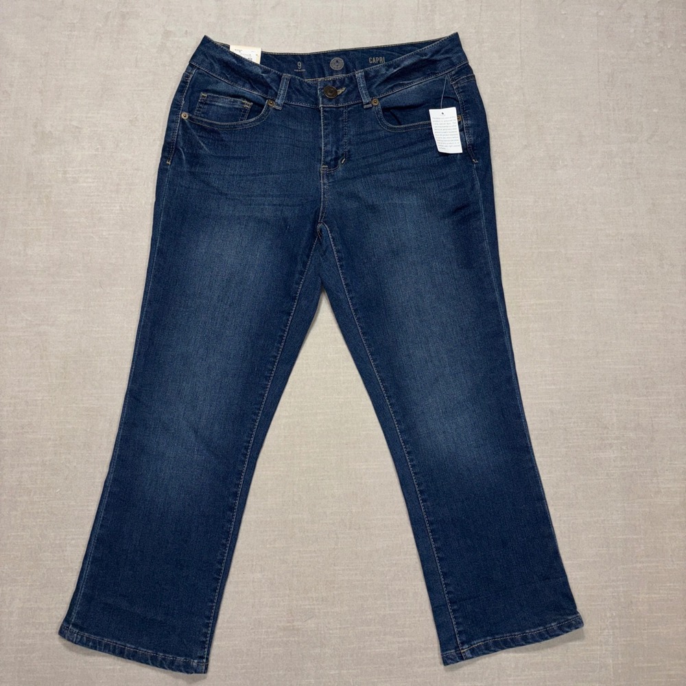 SO Sonoma Juniors Capri Jeans 9 Low Rise Super Soft Dark Wash Denim 21" Inseam